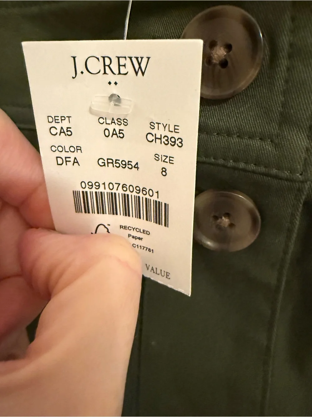 New J.Crew Factory Olive Green Button-Front Utility Skirt 8